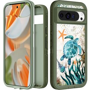 for Google Pixel 9 Pro XL Case - Women Girls Boys Cute Cover Girly Aesthetic Kawaii Unique Design Cartoon Cool Turtles Heavy Duty Shockproof Protective Phone Case for Pixel 9 Pro XL 6.8 Inch