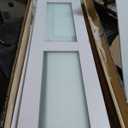 SMARTSTANDARD Bifold Door, for 64"x 80" Opening, Tempered Frosted Glass Closet Folding Barn Door with Hardware Kit, Water-Proof PVC Surface, Easy Install, White