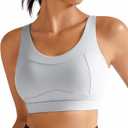 RUNNING GIRL High Impact Sports Bras for Women,Racerback Running Bra Workout Crop Tank Tops Longline Sports Bra Push up (Gray, M)