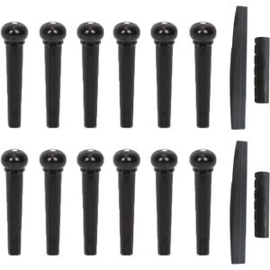 12 Pcs Acoustic Guitar Bridge Pins Pegs with 4 Pcs Guitar Bridge Saddle Nut (Black) 12 Pcs Acoustic Guitar Bridge Pins Pegs with 4 Pcs Guitar Bridge Saddle Nut (Black)