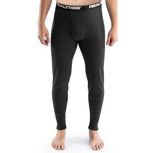 Realtree Men's Heavyweight Cotton Polyester Thermal Long Johns Underwear Bottom, Black, Medium