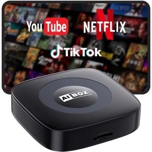 Ai Magic Box for Streaming Netflix/YouTube/TikTok, Wireless CarPlay Adapter Dongle Support TF Card for OEM Wired Car Play & Android Auto Cars Headrest Video