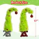 Set of 2 Lime Green Christmas Table Tree - 17Plush Griinchs Style Christmas Tabletop Mini Tree Decorations with Red Balls, Indoor Xmas Home Decor for Table Office Mantle