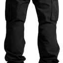 HUNGSON Mens Cargo Pants Drawstring Casual Hiking Pants Joggers Athletic Trousers Cotton Loose Straight Sweatpants for Men (Black, 34)