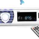 Pyle Bluetooth Marine Receiver Stereo - 12v Single DIN Style Boat In dash Radio Receiver System with Digital LCD, RCA, MP3, USB, SD, AM FM Radio - Remote Control, Wiring Harness - PLRMR23BTW (White)