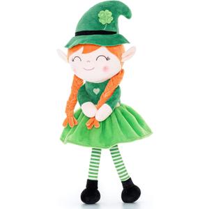 Gloveleya Plush Dolls Saint Patrick's Day Gifts Soft Blessings Doll Shamrock Wishes Plush Elf Baby Girl Gifts 16" Green (A001 Green)