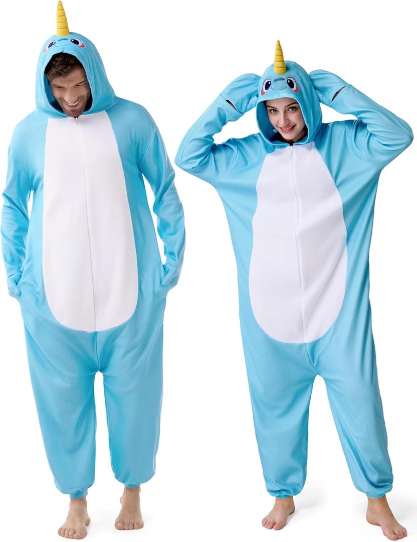 Spooktacular Creations Halloween Dalmatian Dragon Triceratop Unisex Costume, Adult Animal Costume Halloween Costume Party (Blue, L)