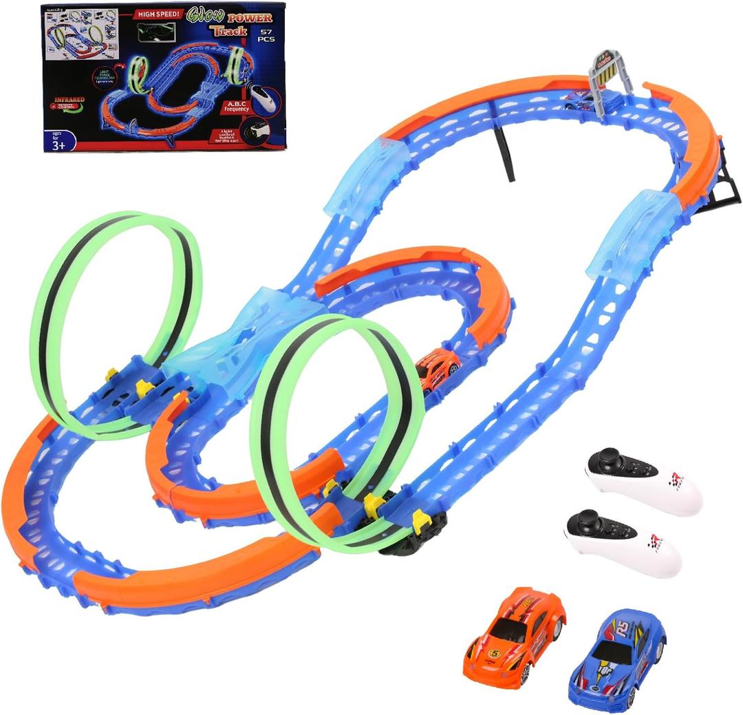 Insgen Slot Car Race Track Set with 2 High-Speed Cars,Racing Game with 2 Controllers, Electric Remote Control Track Car, Learning Toy for Boys and Girls Ages 3-12, Gift for Kids(Medium) (Regular)
