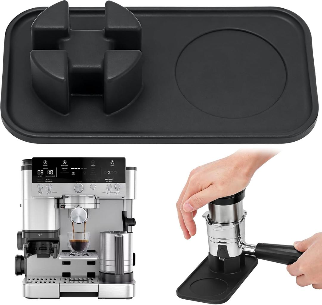 Portafilter Holder with Ninja Coffee Machines, Silicone Tamping Mat Compatible for Ninja Luxe Cafe ES601 ES701 (Black)