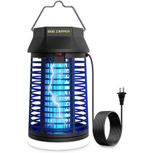 Endbug Bug Zapper with LED Light, Waterproof Bug Zapper Outdoor Indoor, Mosquito Zapper Outdoor Electric Fly Zapper, Mosquito Killer Fly Trap for Outside Patio Garden Backyard Home, Plug in, Black