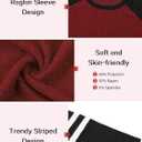 Girls Shirts Long Sleeve Crewneck Striped Sweatshirts Casual Tops for 6-13 Years (Burgundy)