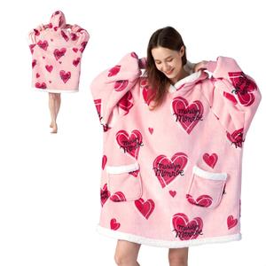 Bedsure Marilyn Monroe Blanket Hoodie for Women-Sherpa Wearable Blanket Pink Heart Sweatshirt Hooded Blanket Gift for Adult
