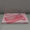 Wireless Keyboard and Mouse Combo, Typewriter Keyboard with Magnetic Wrist Rest, Full-Size Retro Round Keycaps, Smart-Sleep, 2.4GHz Stable Connection for Mac/Windows/PC, Trueque(Blush Pink)