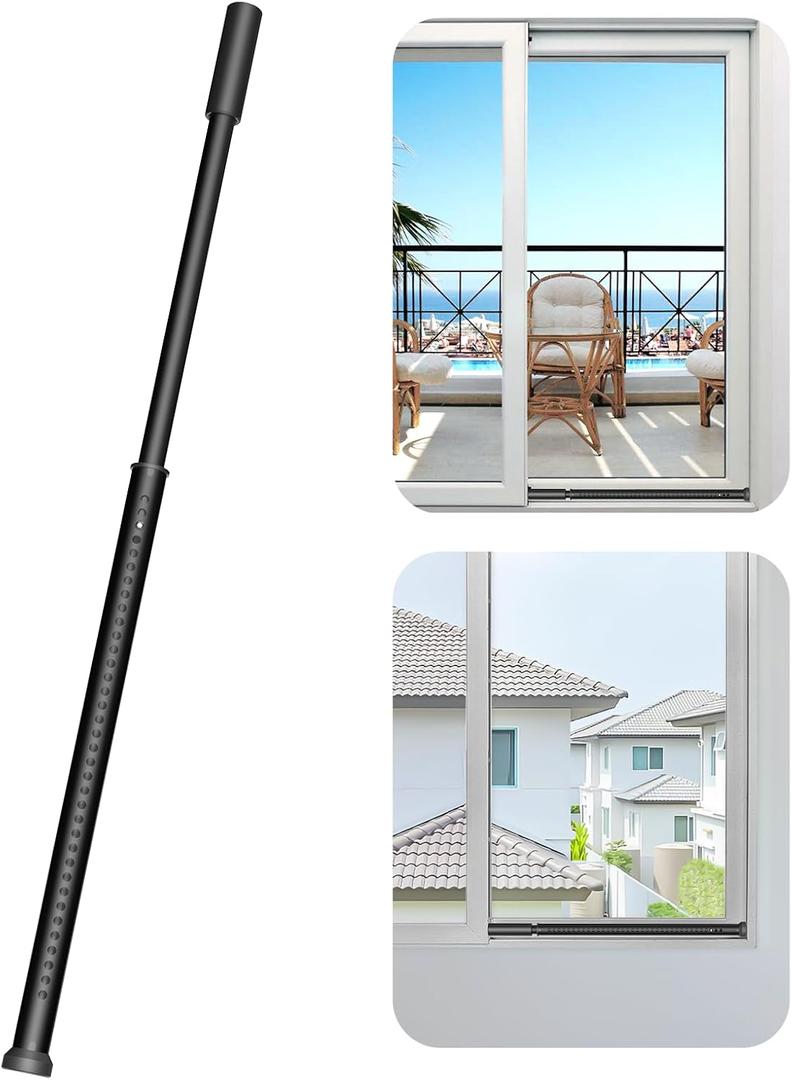 AceMining Sliding Door Security Bar,Heavy Duty Sliding Patio Door Lock Bar, 20-50inch Adjustable Multi-use Window Security Bars, Sliding Door Stopper,Black,1Pack