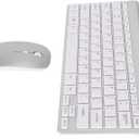 Smart Keyboard Mouse Kit Silent LED Indicator Power Saving Keyboard Mouse Set Office (Silver)