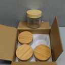 DRKIO 10 Oz Overnight Oats Containers with Bamboo Lids - 4 Pack Glass Storage Jars with Airtight Lids Wide Mouth Mason Food Jars Great for Meal Prep Salad Chia Pudding Snacks Yogurt Sugar Spice
