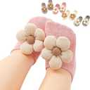 4 Packs Baby Girls Socks,Flower Non-Slip Grips for Babies Toddler Princess Low Cut Ankle Socks for Girls
