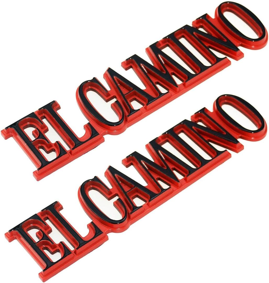 2Pcs Replacement for 1978-1987 El Camino Quarter Panel Emblem 3D Badge Nameplate Letter Replacement for El Camino (Red)