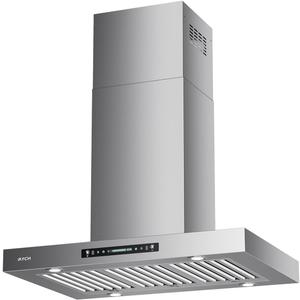IKTCH Island Mount Range Hood 36 inch, 900 CFM Ducted Range Hood with 4 Speed Fan, Stainless Steel Hood Fan with Gesture Sensing & Touch Control with 3 Pcs Filter