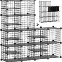 Wire Cube Storage Organizer, 12 Cubes Converted into 14 Cubes, Sturdy Metal Grids Storage Shelf Closet Shelving Units and Storage, Shelves for Bedroom LIvingroom Office (Black)