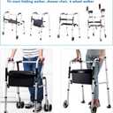Adjustable Walker Rest Seat, Folding Walker Attachable Seat for Elderly Disabled, Range:20"~24" (Leather)