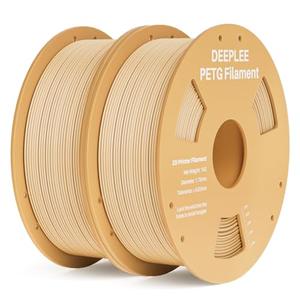 DEEPLEE PETG 3D Printer Filament 1.75mm 2KG, Dimensional Accuracy +/- 0.02 mm, High Toughness & Impact Resistance PETG Filament Fits FDM 3D Printers, Beige