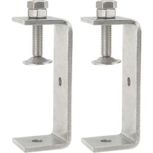 Stainless Steel C Clamps 3.8In for Mounting, Heavy Duty Metal U Clamp for Metal Working Small Desk Clamp with Stable Wide Jaw Opening & Protective Pads/I-Beam Design (2pcs)