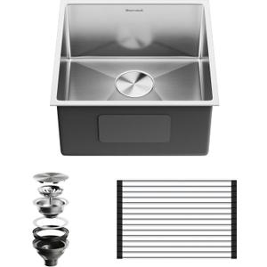 Kitchen Sink 17 In,Bar Sink,Workstation Sink,SUS304 Stainless Steel Kitchen Sink,Undermount Bar Sink,Drop In Nano Sink,Rectangle Brushed Nickel Kitchen Sink,17x19x9 In