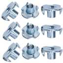 100pcs 1/4"-20 T-Nut, Zinc-Plated Steel Threaded Insert Corrosion Resistant,5/16" Barrel Length,4-Pronged Tee Nut for Wood,Rock Climbing Holds,Home,Cabinetry, Furniture,etc.