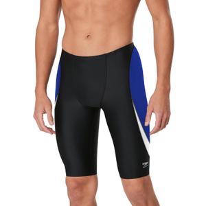 Speedo Men's Standard Swimsuit Jammer Endurance+ Splice Team Colors (28, Edge Black/Blue)