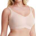 COMFELIE Seamless Bra Wireless Full Coverage Bralette with Support, Born for Her Ultra-Fit TrigonalForm T-Shirt Bra EB061 Beige