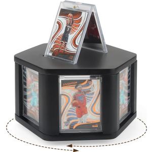 360 6-Sides Rotation Graded Trading Game Baseball Football Sports Cards Display Case Storage, Designed for Show Display 4.3 x 2.8 Inch Top Loads SLABS Case Frame Case for Card Game Collection Black