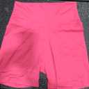 Sunzel No Front Seam High Waist Biker Shorts for Women, Squat Proof Yoga Workout Gym Bike Shorts, S-M, Hot Pink