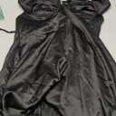 Rooscier Women's Spaghetti Strap Lace Satin Slip Nightwear Sexy Party Mini Dress (Medium, Jet Black)