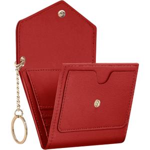 Gostwo women's Small Wallet RFID Blocking Keychain Wallet Change Pouch Credit Card Holder Mini Bifold Purse(Red)