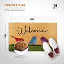 Colorful Birds - 17"x29" - Coir Door Mat with Heavy Duty Backing - Welcome Mats for Entryway, Porch - Anti-Slip PVC & Coconut Fiber Surface - Natural Home Accessories, Minimalist Original Design