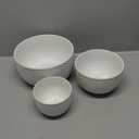 KooK Ceramic Mixing Bowls, Nesting Set of 4, Embossed Kitchen Dishware, Prep, Serving, Gift, Microwave and Dishwasher Safe, 20/44/98/145 oz, Narbonne Collection (Ivory)