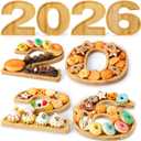 GlikCeil 4 Pcs 2026 Graduation Charcuterie Wooden Tray Reusable Serving Trays Fillable Food Serving Dishes for Cake Candy Chocolate Cheese Grad Party Anniversary Decoration(2026 Shaped)