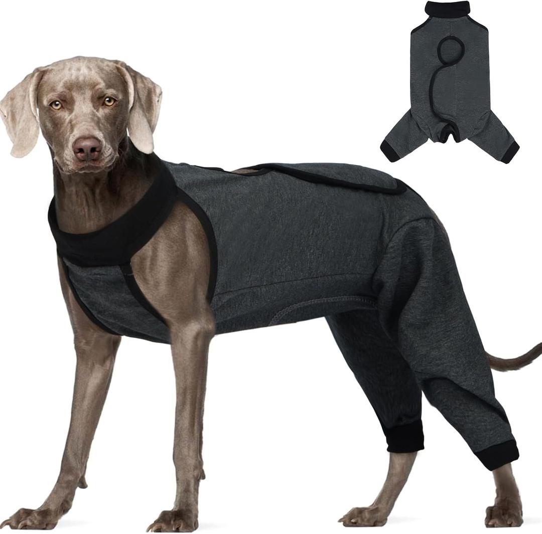 ROZKITCH Dog Surgery Leg Sleeve Rear Legs, Male Female Pet Prevent Licking Wound Elbow Knee Protector, Dog Recovery Suit Cone Collar Alternative Pants Shirt for Wound Heal Wrap Grey 2XL