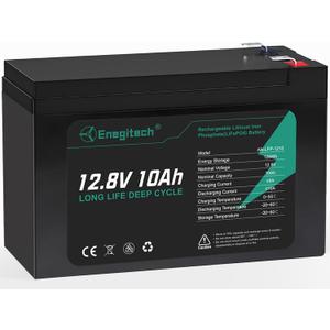 12V 10Ah LiFePO4 Lithium Battery, 2000+ Deep Cycles Rechargeable Battery, Built-in 10A BMS, Perfect for Fish Finders, Small UPS, Solar/Wind Power, Kayaks, Lighting, Ham Radio and More