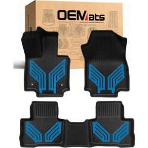 Premium Color TPE Floor Mats Custom Fit for Toyota RAV4 2019-2025 (Only for Hybrid)| Hydro Blue Wing Design | All-Weather Heavy Duty Car Floor Liners Full Set 1st & 2nd Row