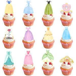24 Pcs Princess Cupcake Toppers Crown Cake Toppers Elegant Girls Party Cake Decorations Perfect for Girl Birthday Baby Shower Fairy Princess Party Supplies
