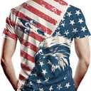 Casual American Flag T-Shirt Eagle Short Sleeve Patriotic T-Shirts for Men (XXXL)