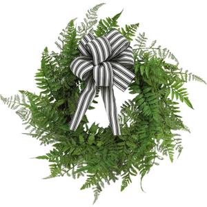 COLLECTIVE HOME - Artificial Wreath, 23" Artificial Wreath for Front Door, Spring Green Leaf for Window Wedding, Home Porch Patio Garden Decor (Fern with Lightly Flocked)