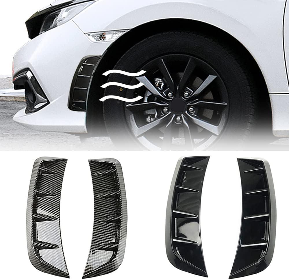 Car Decorative Intake Side Vent Decal Universal Auto Fender Cover Trim Scoop Air Flow Shark Gills Bumper Hood Louvers Carbon Fiber ABS Exterior Glossy Black Sticker for Most Cars