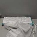 HUO JI White Gaming Keyboard USB Wired with Rainbow LED Backlit, Floating Keys, Mechanical Feeling, Spill Resistant, Ergonomic for Xbox, PS Series, Desktop, Computer, PC