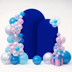 LEBENGURU Set of 2 Upgraded Wedding Arch Cover,Royal Blue Spandex Fitted Arch Backdrop Cover, Round Top Chiara Stand Covers for Birthday Party Baby Shower Banquet Balloon Dcor(6FT,7.2ft)