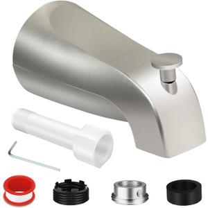 Universal Tub Spout for 1/2" Copper Pipe, 1/2" IPS and 3/4" IPS, Bathtub Faucet with Diverter and Adapter and Hex Wrench (Brushed Nickel)
