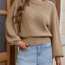 Saodimallsu Womens Batwing Long Sleeve Sweaters Casual Crewneck Loose Chunky Knit Fall Pullover Tops