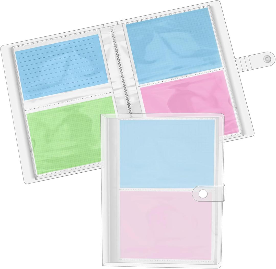 Bercoor 2 Pack 4 x 6 Index Cards Holders, Holds 400 Pieces Cards, Plastic Sleeves Indexcard Booklet Folder for Note, Study and Recipe